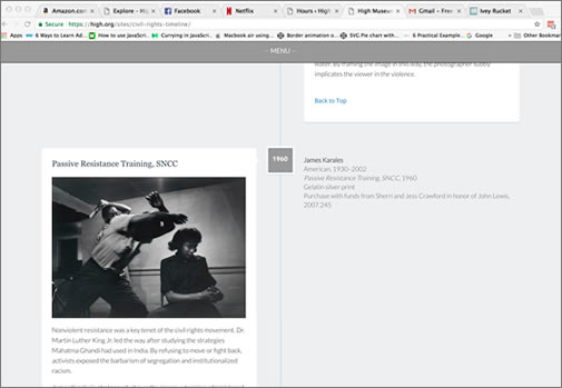 screenshot of the civil rights timeline on a desktop.